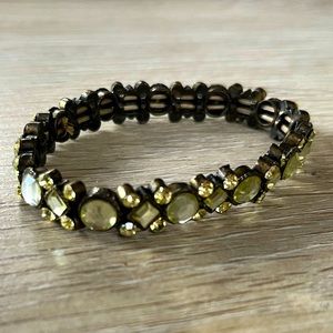 Soft green rhinestone and metal stretch bracelet